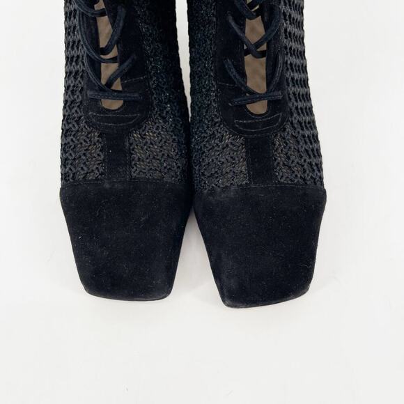 Dior Black Suede Crochet Mesh Naughtily-D Lace Up Heeled Ankle Boot size EU 38 - Picture 6 of 11